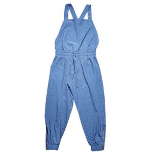 Albion Fit Classic Overall Jumpsuit Womens Small/petite Heathered Blue